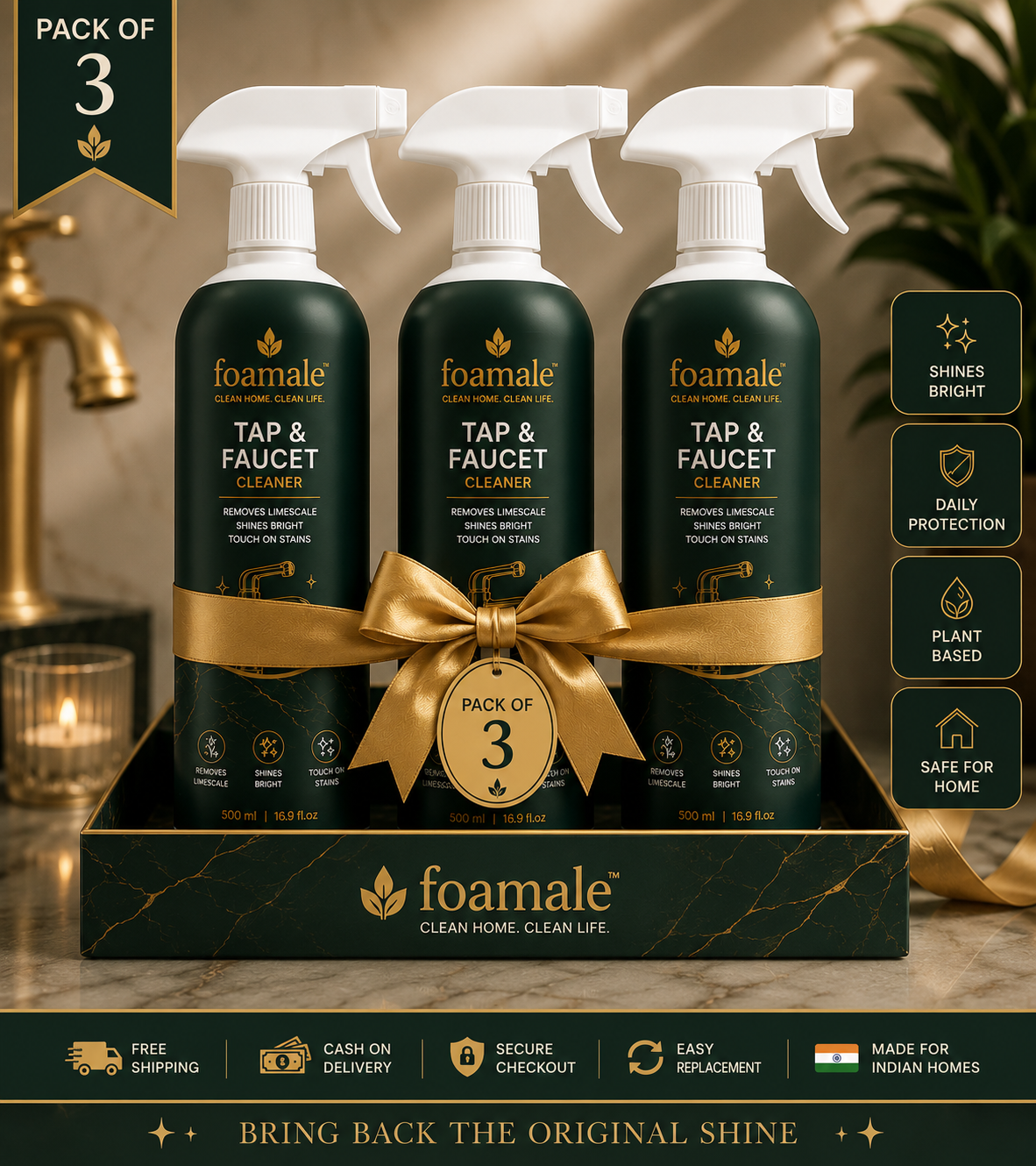 Bathroom Cleaner (Tap & Faucet) |Ultimate Metal & Faucet Shine Limescale Remover (500ml)