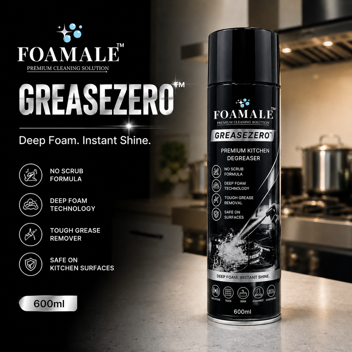 Kitchen Cleaner India's #Best FOAMALE™  PURO-FOAM GREASE-ZERO
